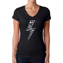 Load image into Gallery viewer, Lightning Bolt  - Women&#39;s Word Art V-Neck T-Shirt