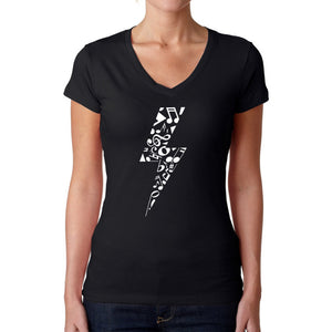 Lightning Bolt  - Women's Word Art V-Neck T-Shirt