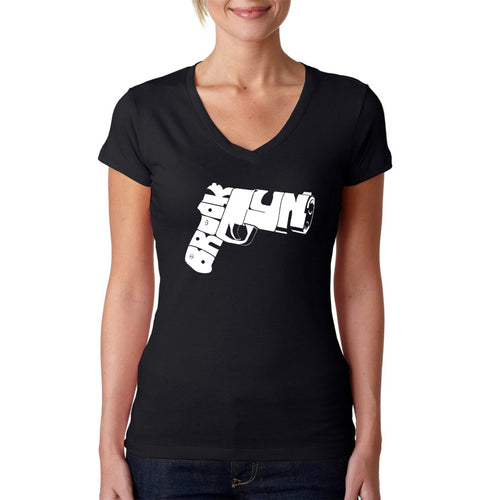 BROOKLYN GUN - Women's Word Art V-Neck T-Shirt