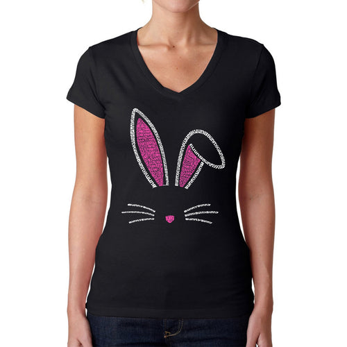 Bunny Ears  - Women's Word Art V-Neck T-Shirt