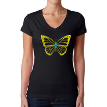 Load image into Gallery viewer, Butterfly  - Women&#39;s Word Art V-Neck T-Shirt