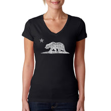 Load image into Gallery viewer, California Bear - Women&#39;s Word Art V-Neck T-Shirt