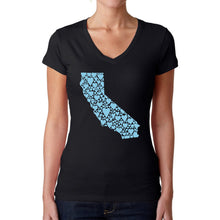 Load image into Gallery viewer, California Hearts  - Women&#39;s Word Art V-Neck T-Shirt