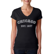 Load image into Gallery viewer, Chicago 1837 - Women&#39;s Word Art V-Neck T-Shirt
