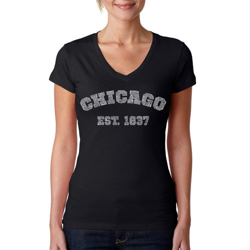 Chicago 1837 - Women's Word Art V-Neck T-Shirt
