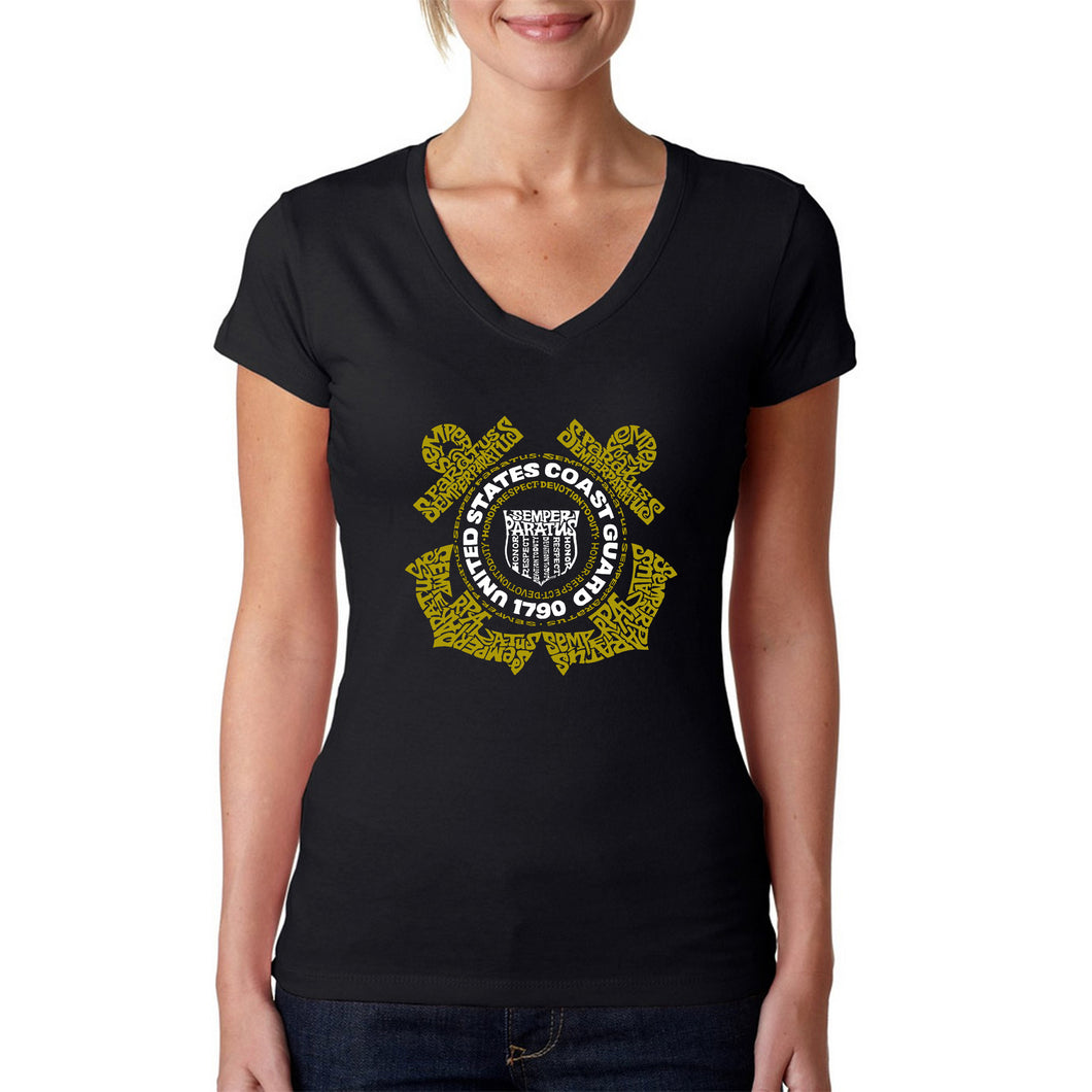 Coast Guard - Women's Word Art V-Neck T-Shirt