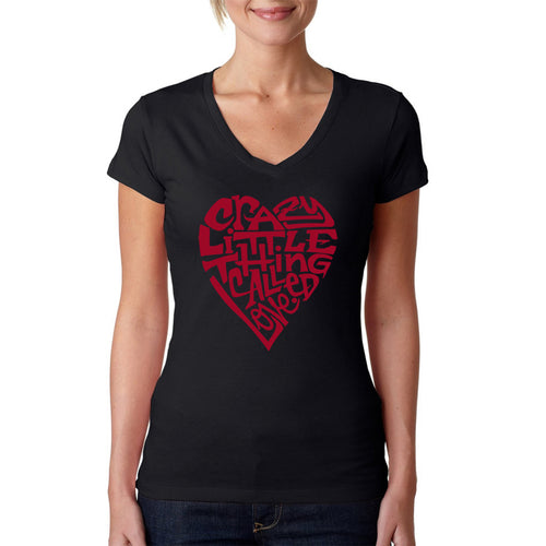 Crazy Little Thing Called Love - Women's Word Art V-Neck T-Shirt