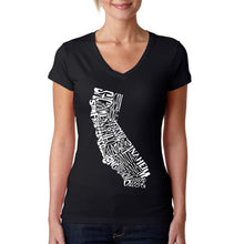 Load image into Gallery viewer, California State - Women&#39;s Word Art V-Neck T-Shirt