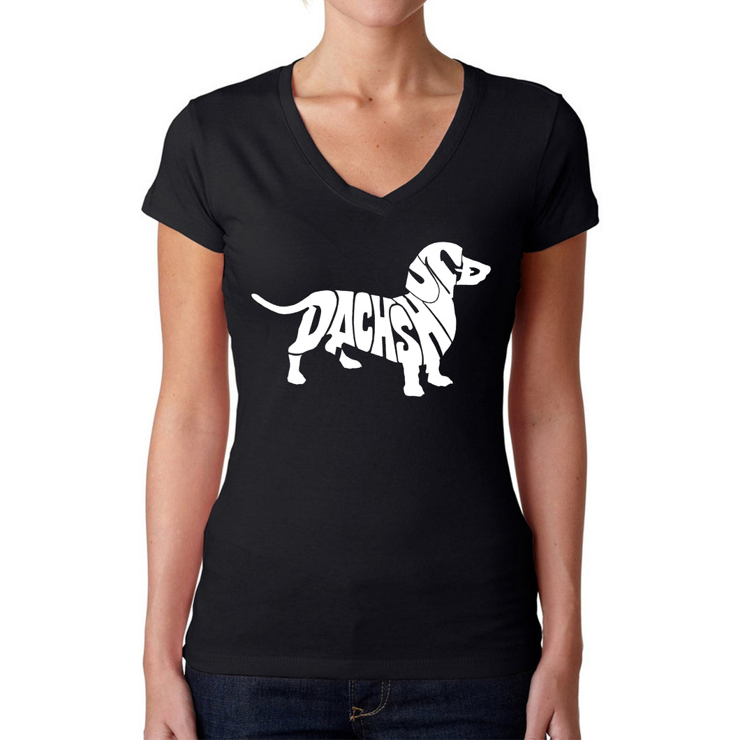 Dachshund  - Women's Word Art V-Neck T-Shirt