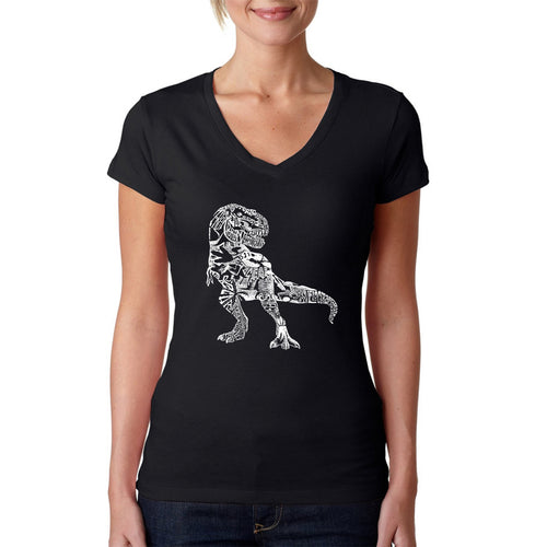 Dino Pics - Women's Word Art V-Neck T-Shirt