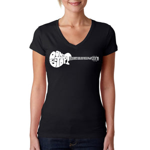 Don't Stop Believin' - Women's Word Art V-Neck T-Shirt