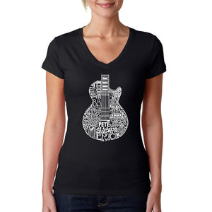 Rock Guitar - Women's Word Art V-Neck T-Shirt