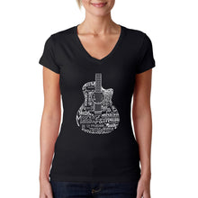 Load image into Gallery viewer, Languages Guitar - Women&#39;s Word Art V-Neck T-Shirt