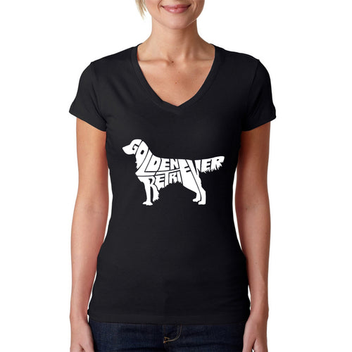Golden Retreiver - Women's Word Art V-Neck T-Shirt