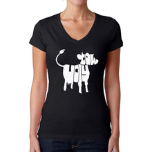 Load image into Gallery viewer, Holy Cow  - Women&#39;s Word Art V-Neck T-Shirt