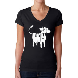 Holy Cow  - Women's Word Art V-Neck T-Shirt