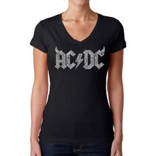 Load image into Gallery viewer, ACDC Classic Horns Logo  - Women&#39;s Word Art V-Neck T-Shirt