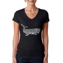 Load image into Gallery viewer, Humpback Whale - Women&#39;s Word Art V-Neck T-Shirt