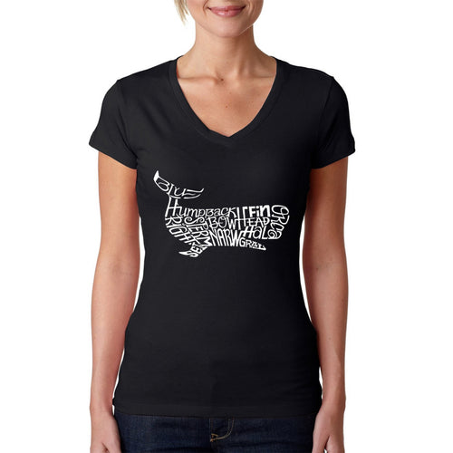 Humpback Whale - Women's Word Art V-Neck T-Shirt