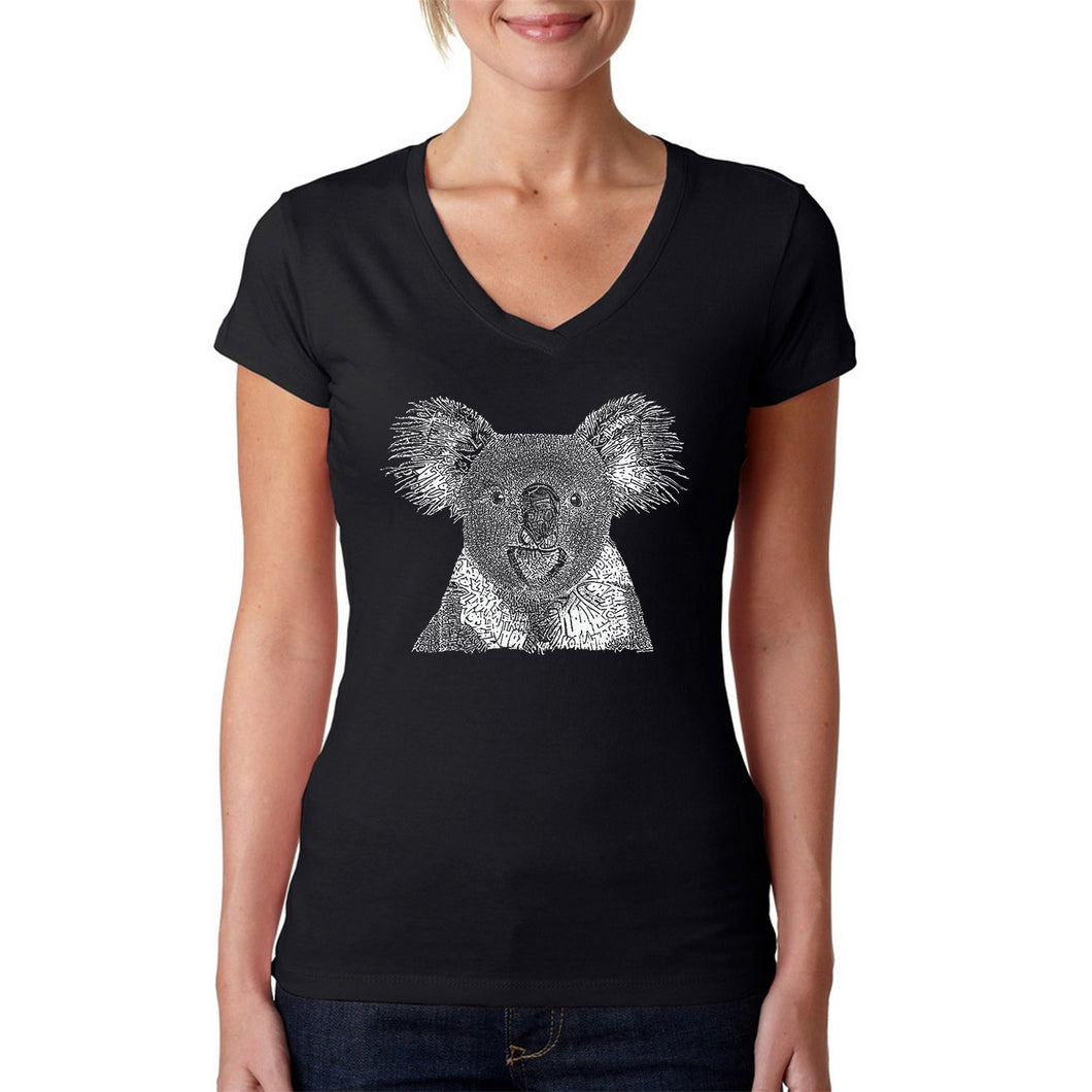 Koala - Women's Word Art V-Neck T-Shirt