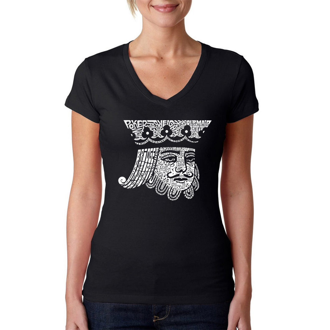 King of Spades - Women's Word Art V-Neck T-Shirt