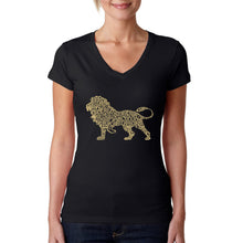 Load image into Gallery viewer, Lion - Women&#39;s Word Art V-Neck T-Shirt