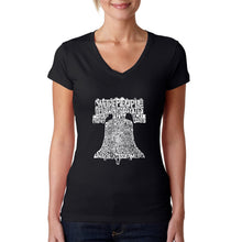 Load image into Gallery viewer, Liberty Bell - Women&#39;s Word Art V-Neck T-Shirt