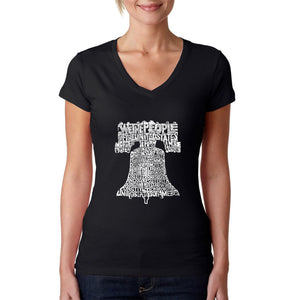Liberty Bell - Women's Word Art V-Neck T-Shirt