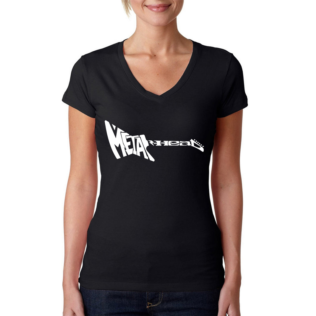 Metal Head - Women's Word Art V-Neck T-Shirt