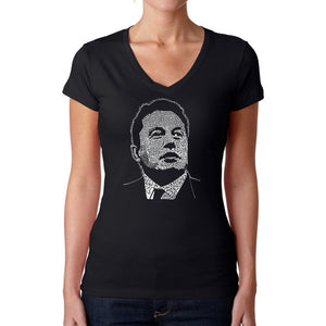 Elon Musk  - Women's Word Art V-Neck T-Shirt