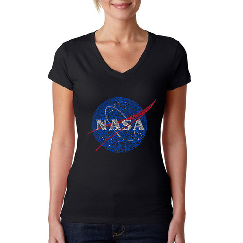 NASA's Most Notable Missions - Women's Word Art V-Neck T-Shirt