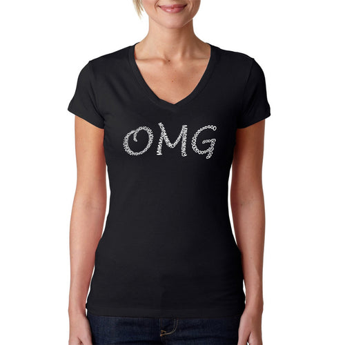 OMG - Women's Word Art V-Neck T-Shirt