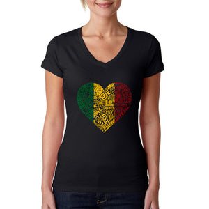 One Love Heart - Women's Word Art V-Neck T-Shirt