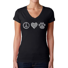 Load image into Gallery viewer, Peace Love Cats  - Women&#39;s Word Art V-Neck T-Shirt