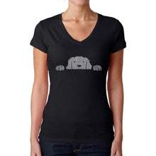 Load image into Gallery viewer, Peeking Dog  - Women&#39;s Word Art V-Neck T-Shirt