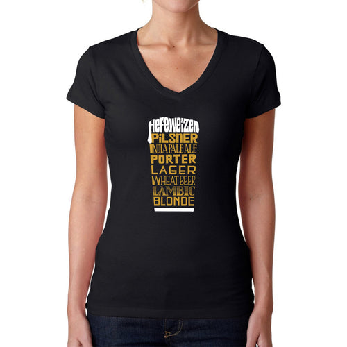 Styles of Beer  - Women's Word Art V-Neck T-Shirt