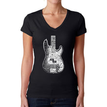 Load image into Gallery viewer, Bass Guitar  - Women&#39;s Word Art V-Neck T-Shirt