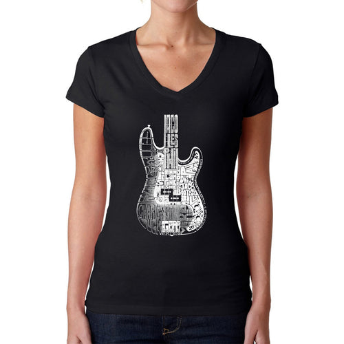 Bass Guitar  - Women's Word Art V-Neck T-Shirt