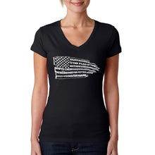 Load image into Gallery viewer, Pledge of Allegiance Flag - Women&#39;s Word Art V-Neck T-Shirt