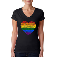 Load image into Gallery viewer, Pride Heart - Women&#39;s Word Art V-Neck T-Shirt