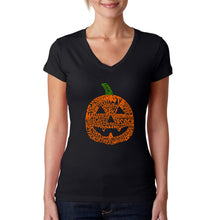 Load image into Gallery viewer, Pumpkin - Women&#39;s Word Art V-Neck T-Shirt