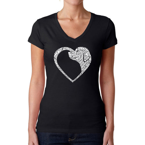 Dog Heart - Women's Word Art V-Neck T-Shirt