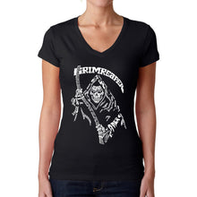 Load image into Gallery viewer, Grim Reaper  - Women&#39;s Word Art V-Neck T-Shirt