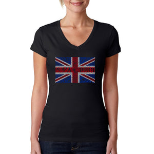 God Save The Queen - Women's Word Art V-Neck T-Shirt