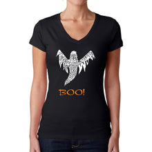 Load image into Gallery viewer, Halloween Ghost - Women&#39;s Word Art V-Neck T-Shirt