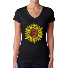 Load image into Gallery viewer, Sunflower  - Women&#39;s Word Art V-Neck T-Shirt