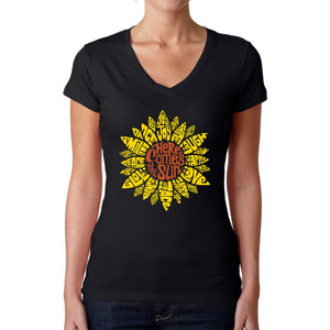Sunflower  - Women's Word Art V-Neck T-Shirt