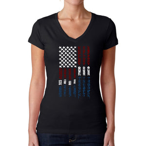 Support our Troops  - Women's Word Art V-Neck T-Shirt