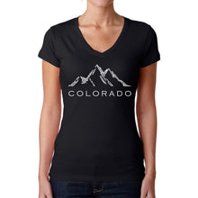 Load image into Gallery viewer, Colorado Ski Towns  - Women&#39;s Word Art V-Neck T-Shirt