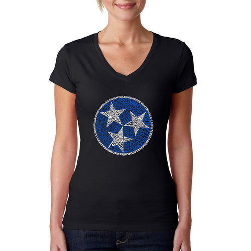 Tennessee Tristar - Women's Word Art V-Neck T-Shirt